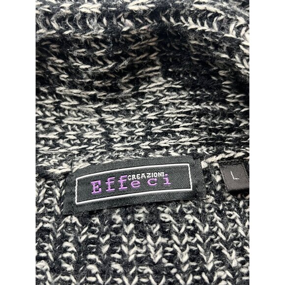 Effeci Creazioni Womens Large Black & White Knit Cardigan Sweater Color Block - Picture 4 of 12